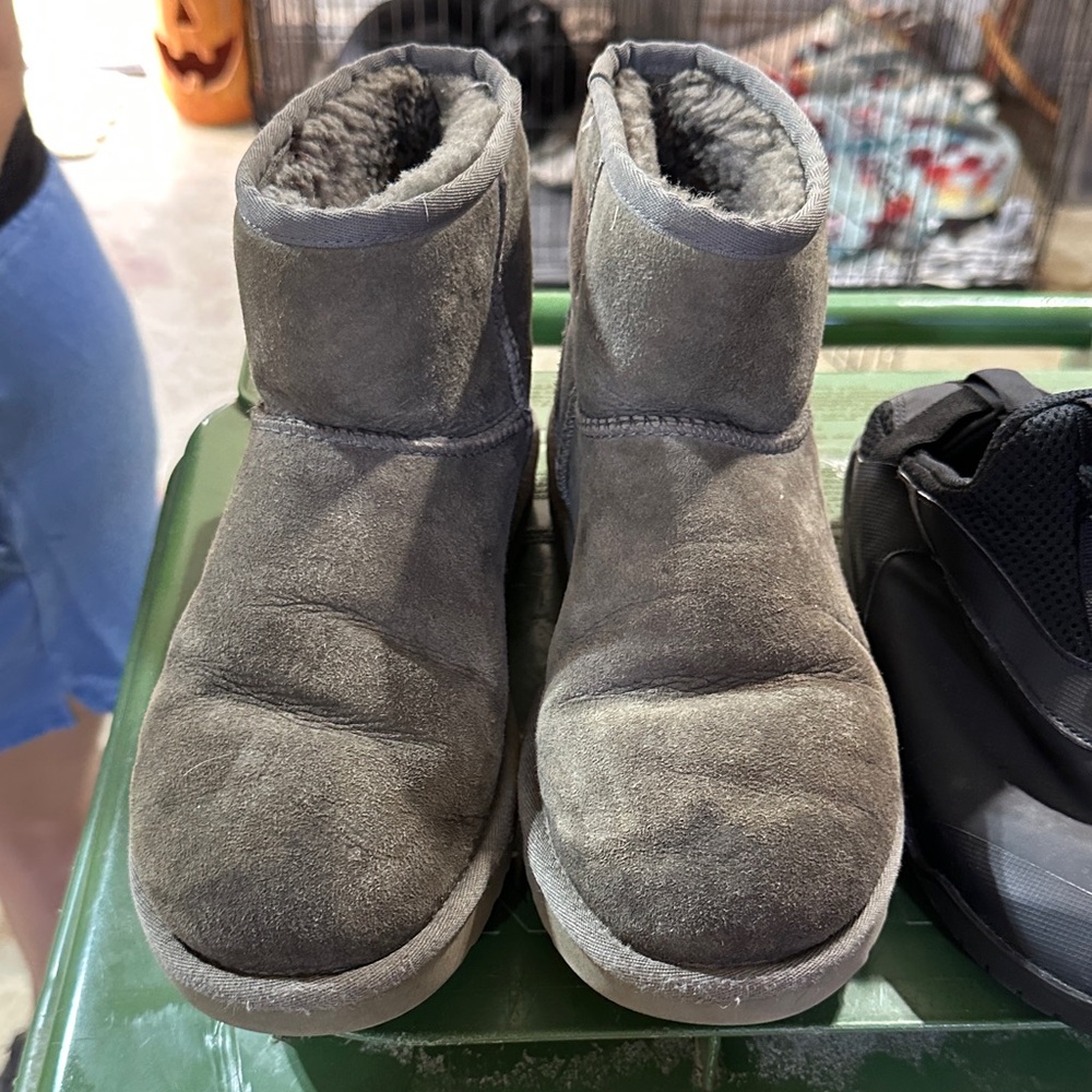 Gray Suede Ankle Boots